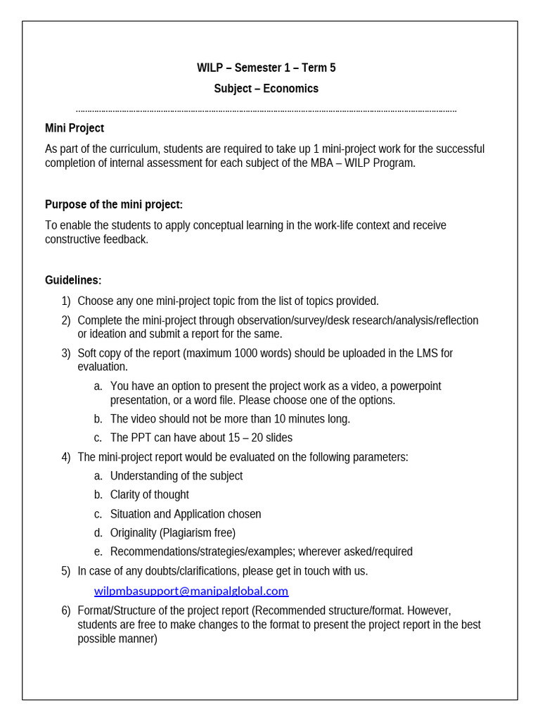 MBA Mini-Project Guidelines: Economics | PDF | Economic Growth | Taxes