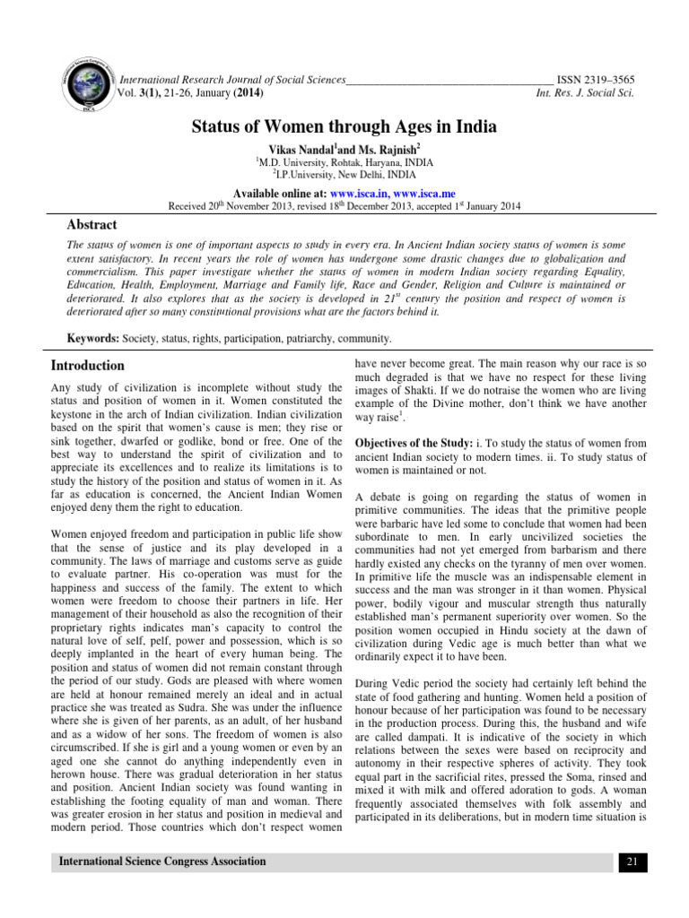 Women's Status in India: Historical Overview | PDF | Marriage | Woman