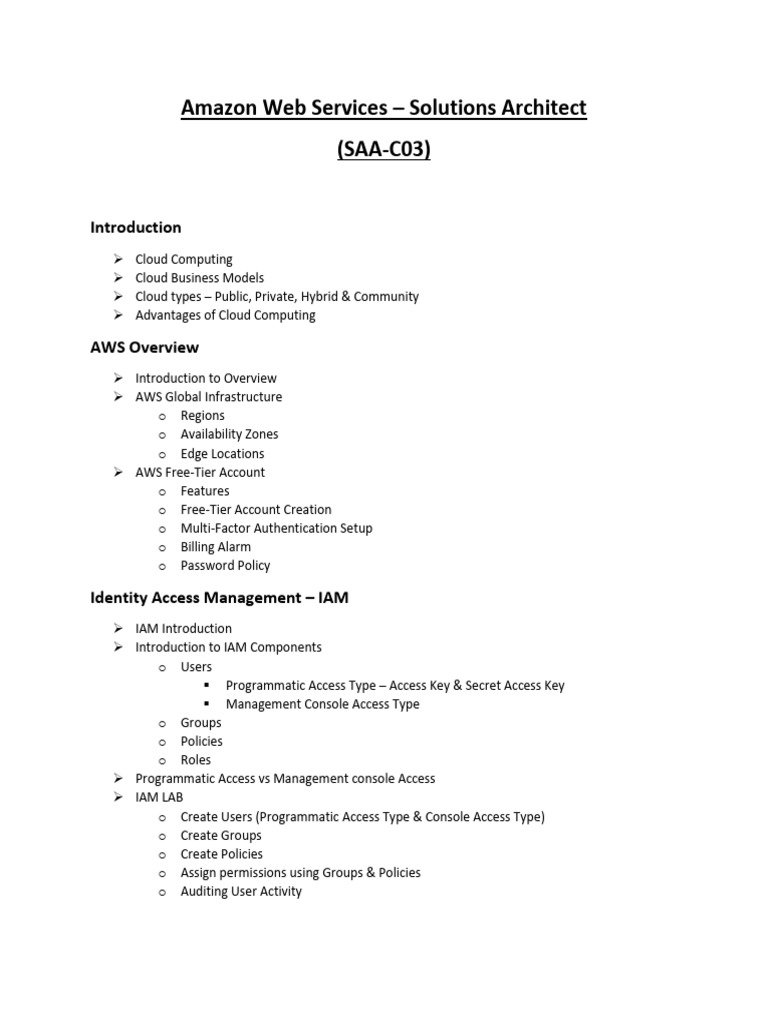 AWS Solutions Architect Course Overview | PDF | Cloud Computing ...