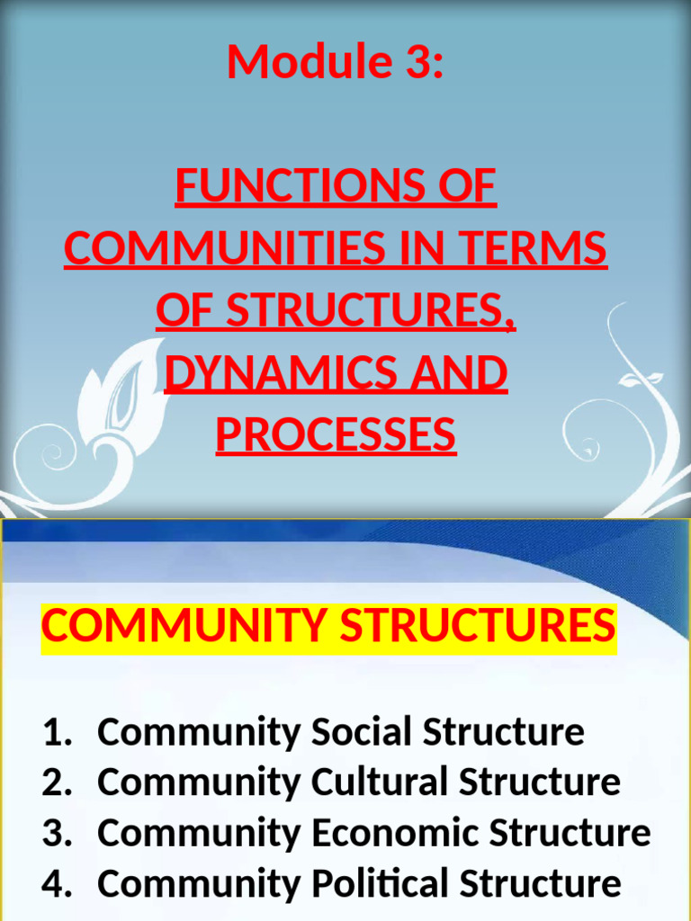 CESCModule 3 PPTX | PDF | Community | Wealth