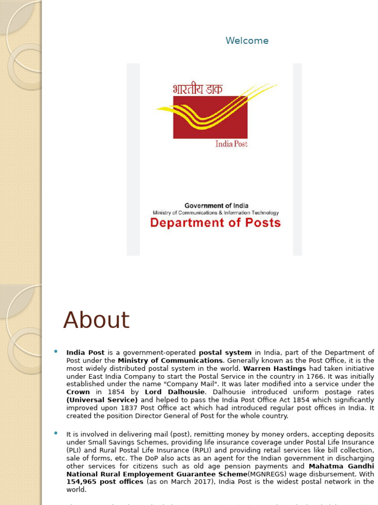 India Post: Comprehensive Postal Services | PDF | Service Industries