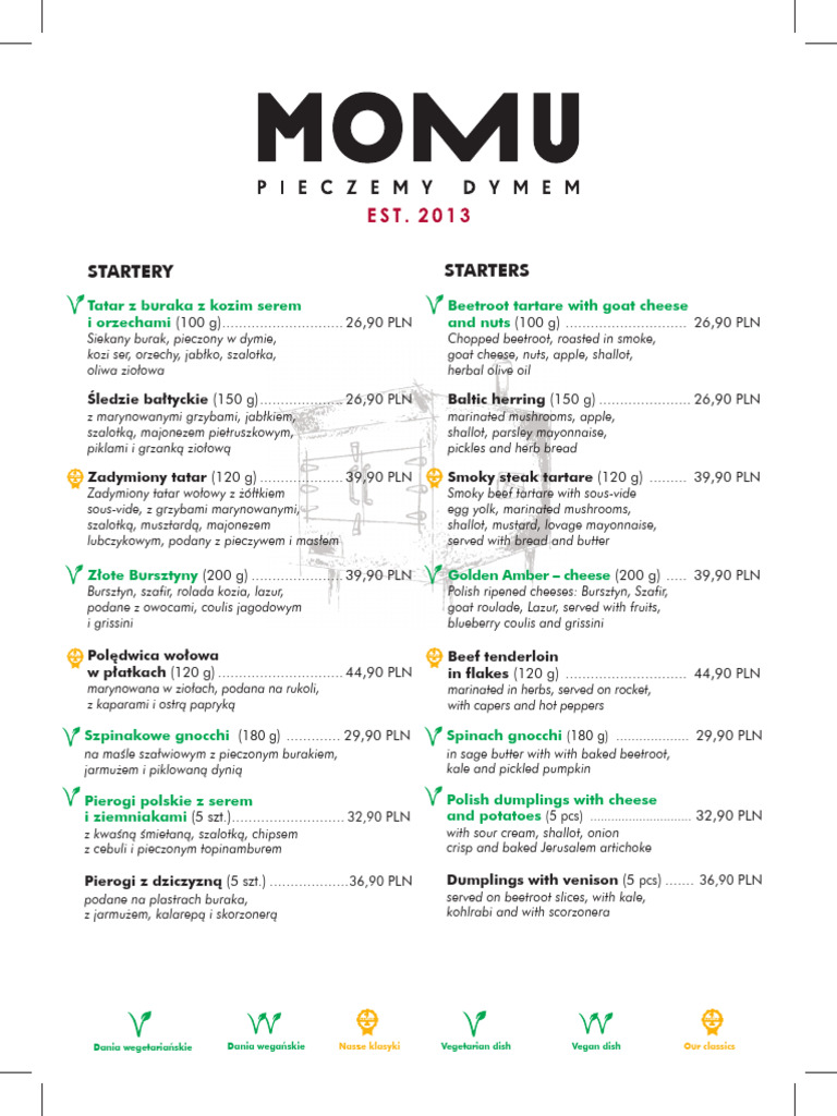 Momu KARTA Menu Wrzesien 2024 | PDF