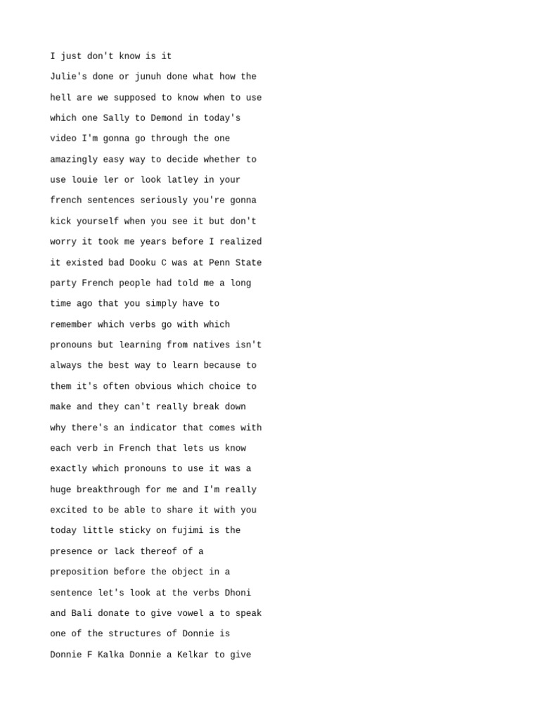 English Auto Generated Lui Leur Or Le La Les In French Pick