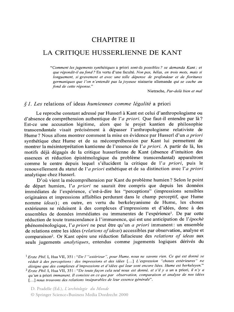 Critique husserlienne de Kant sur l'a priori | PDF | A priori et a ...
