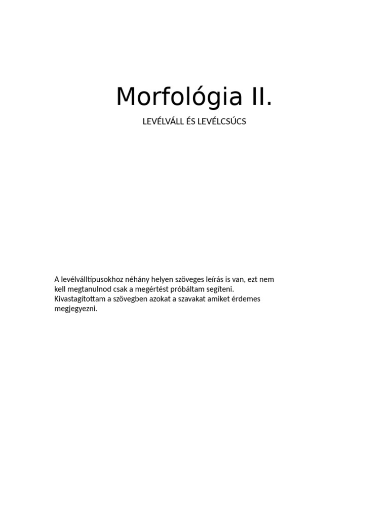 Morfológia II | PDF
