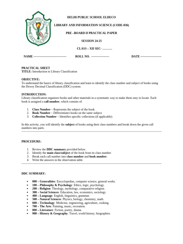 Practical Sheet Pb 2 | PDF | Science | Books