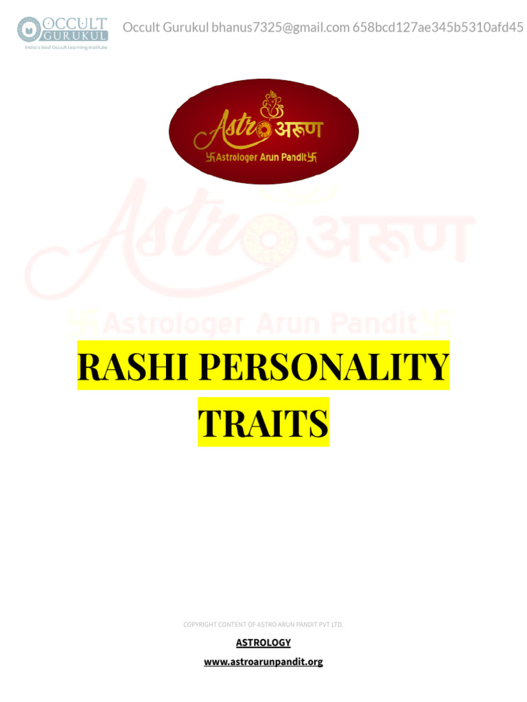 Rashi Personality Traits Overview | PDF | Hindu Astrology | Love