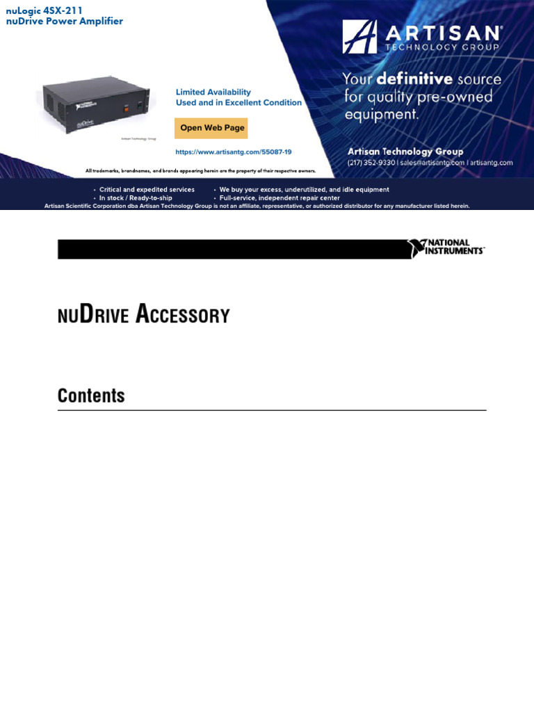 National Instruments Nudrive Manual | PDF | Power Supply | Electric Motor