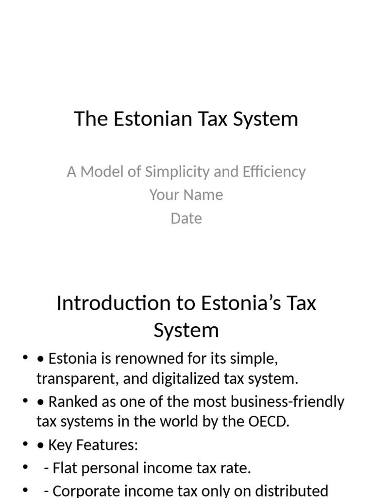 Image showcasing Estonian Tax System Presentation | PDF | Taxes | Flat Tax