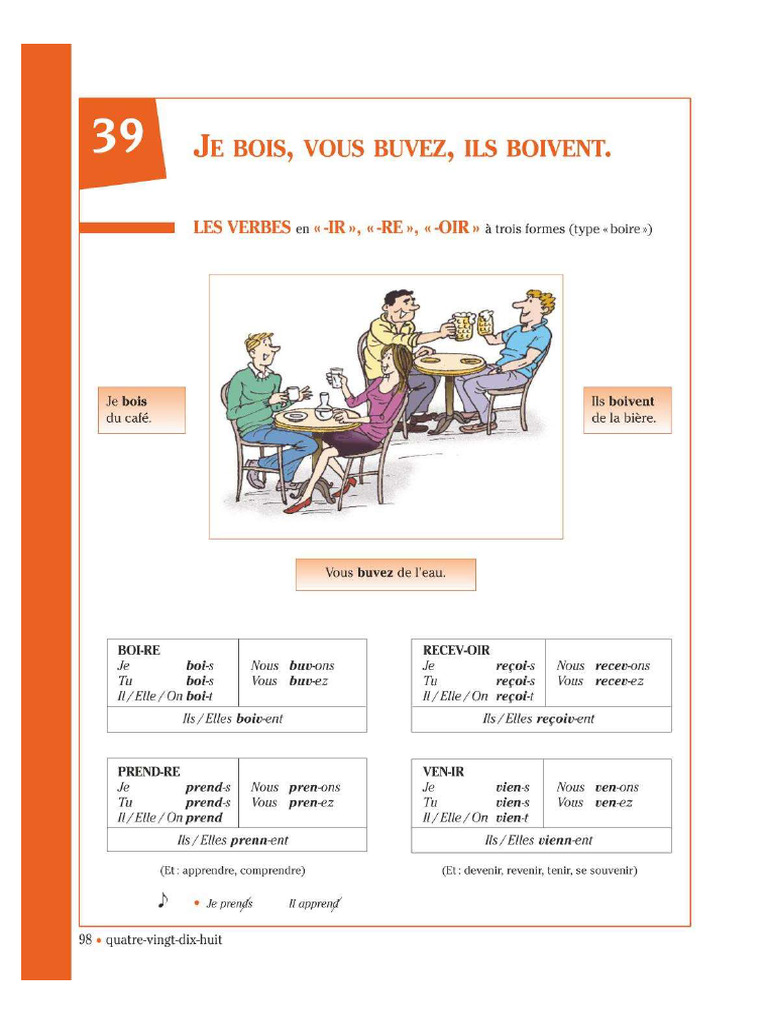 Les Verbes en IR, RE, OIR Type Boire 98, 98 | PDF