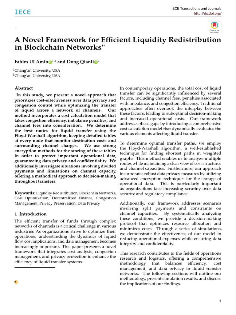 A Novel Framework For Efficient Liquidity Redistribution | PDF ...