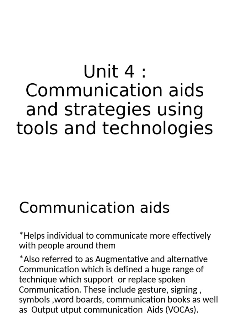Communication Aids and Strategies | PDF