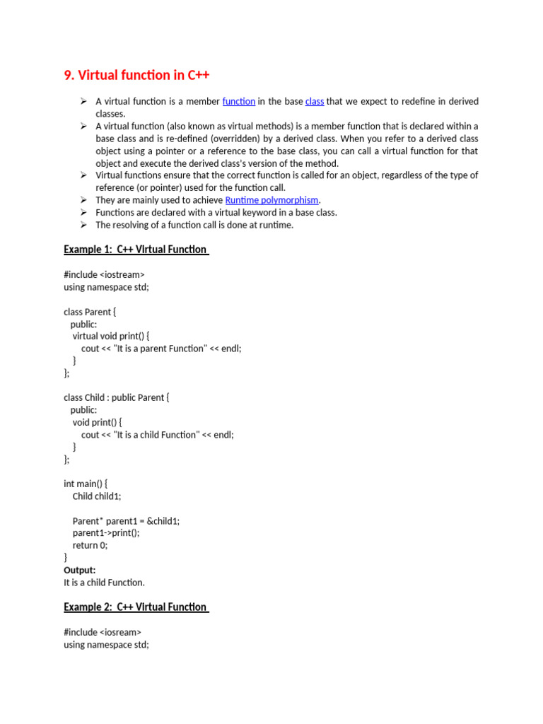 Understanding Virtual Functions in C++ | PDF