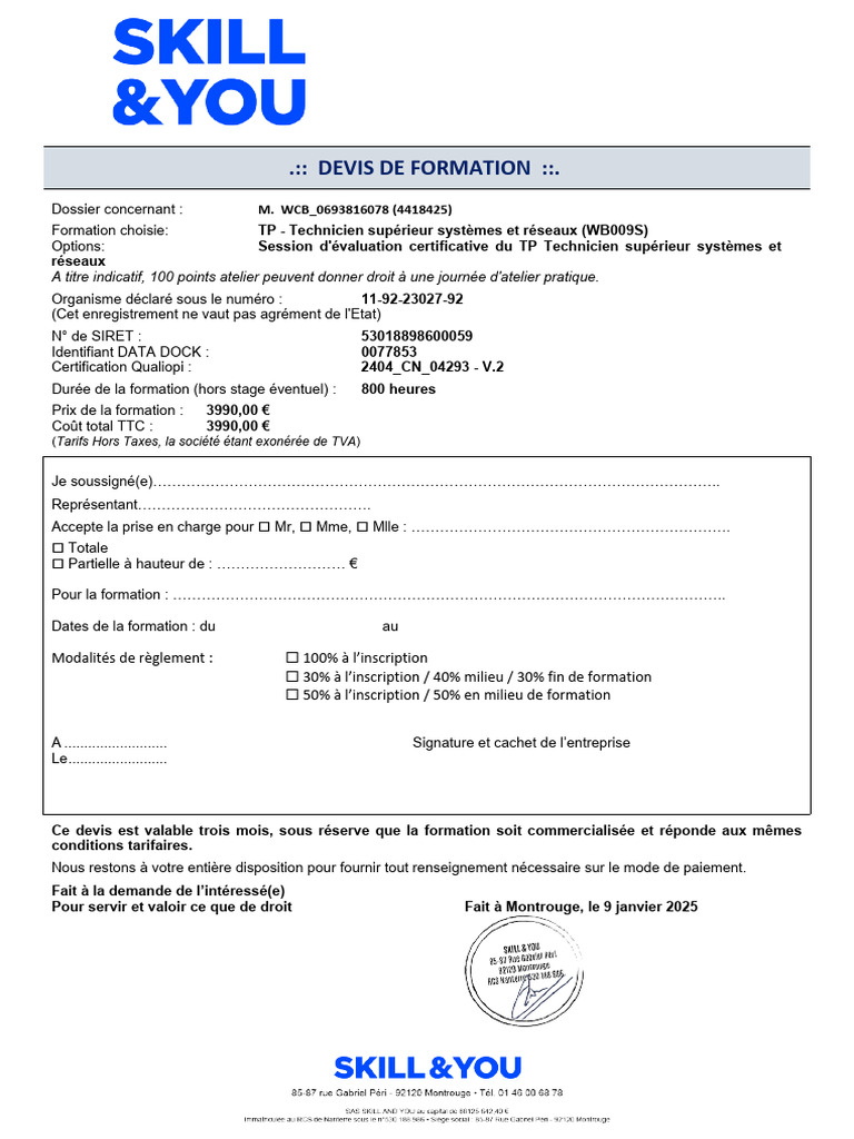 Devis Formation Technicien Systèmes et Réseaux | PDF | Linux ...