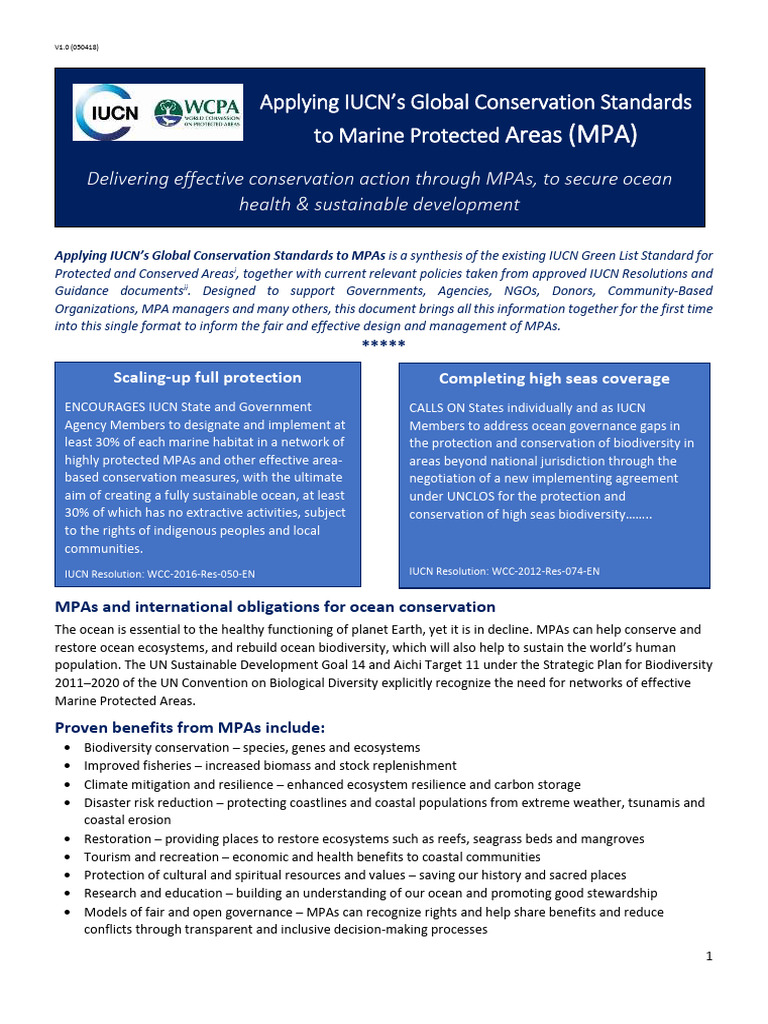 IUCN Standards for Marine Protected Areas | PDF | Conservation Biology ...
