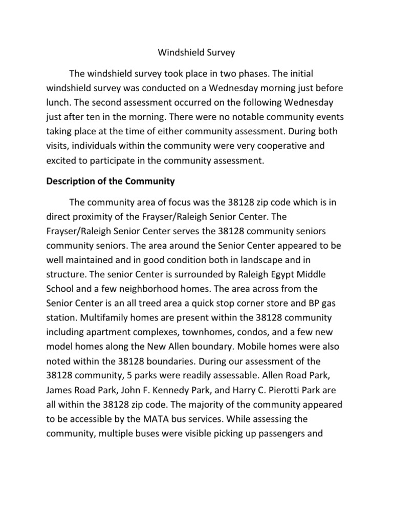 Windshield Survey Individual Paper PDF