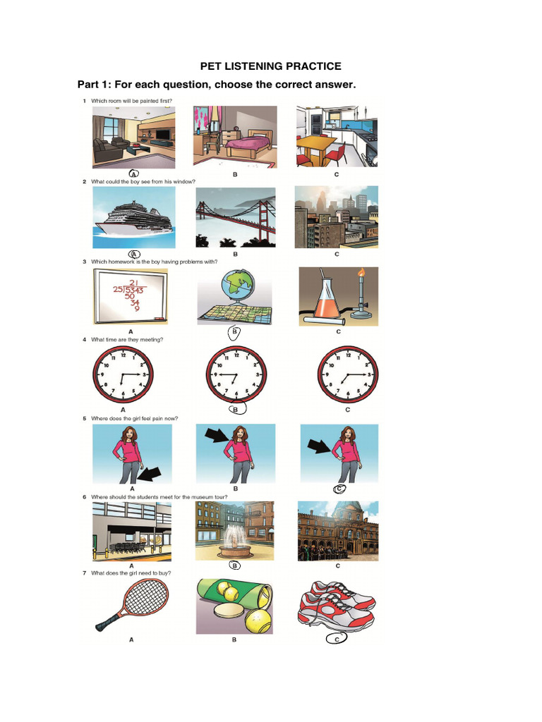 PET Listening Practice Test | PDF