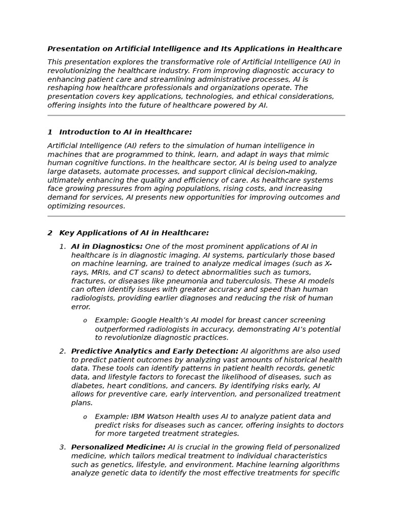 AI Transforming Healthcare: Key Insights | PDF | Artificial ...