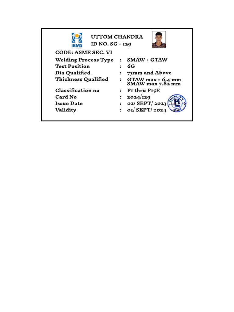 Uttom Chandra Modak IBMS ID CARD | PDF