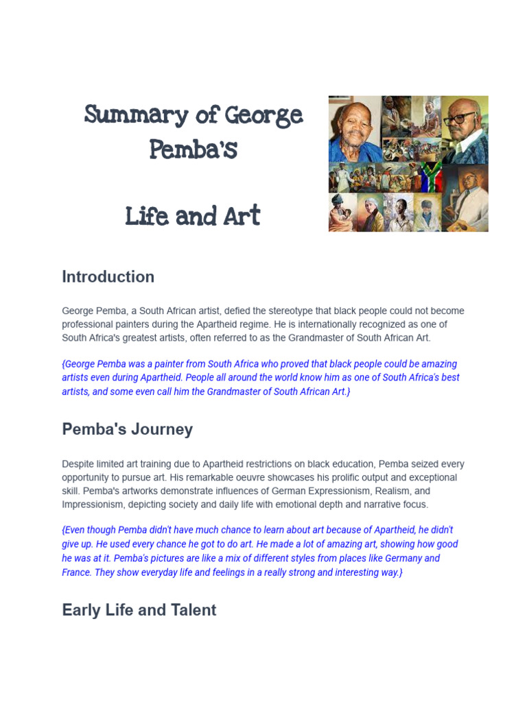 George Pemba: Legacy of Apartheid Art | PDF | Composition (Visual Arts ...