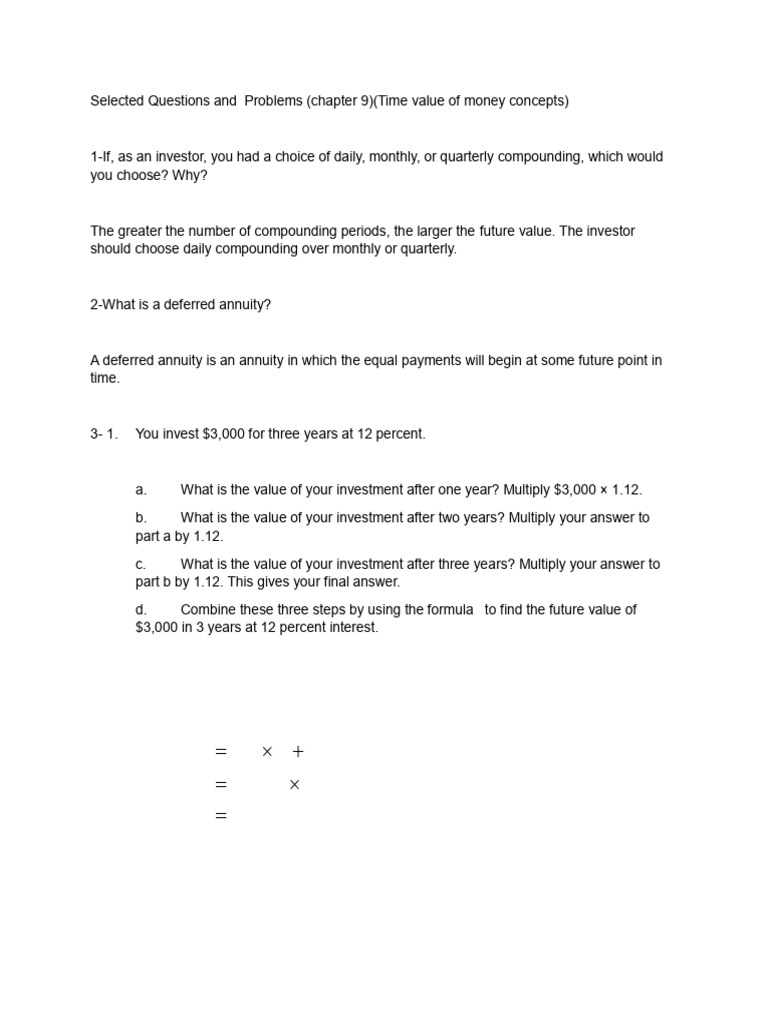 Time Value of Money: Key Concepts & Problems | PDF | Time Value Of ...
