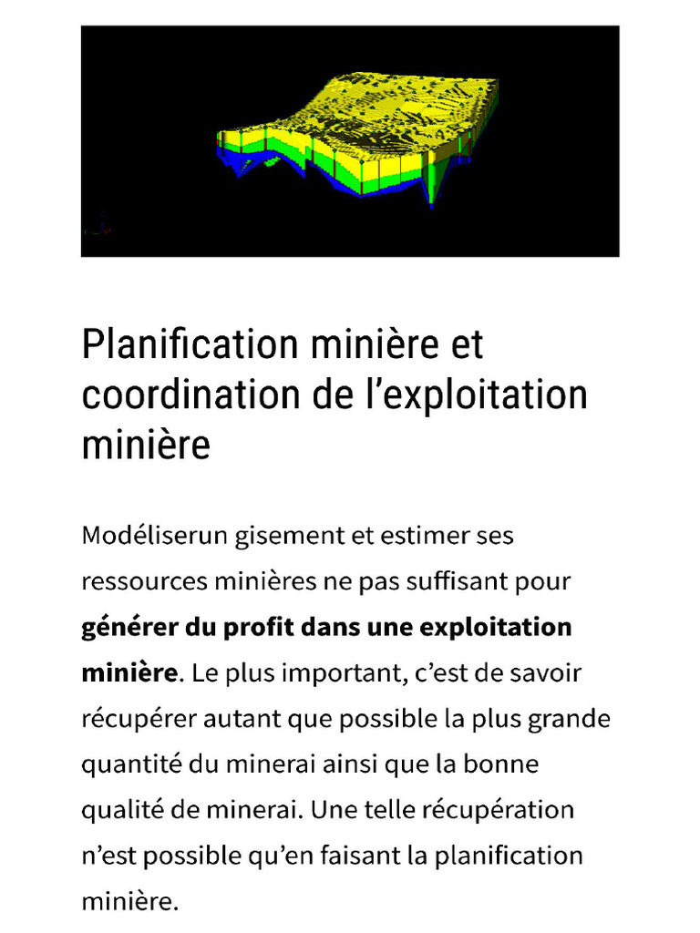 Planification Minière 1 | PDF