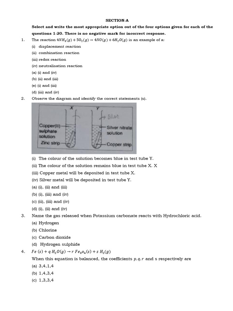 Chemistry Quiz: Reaction Types & Concepts | PDF | Atrium (Heart) | Ph