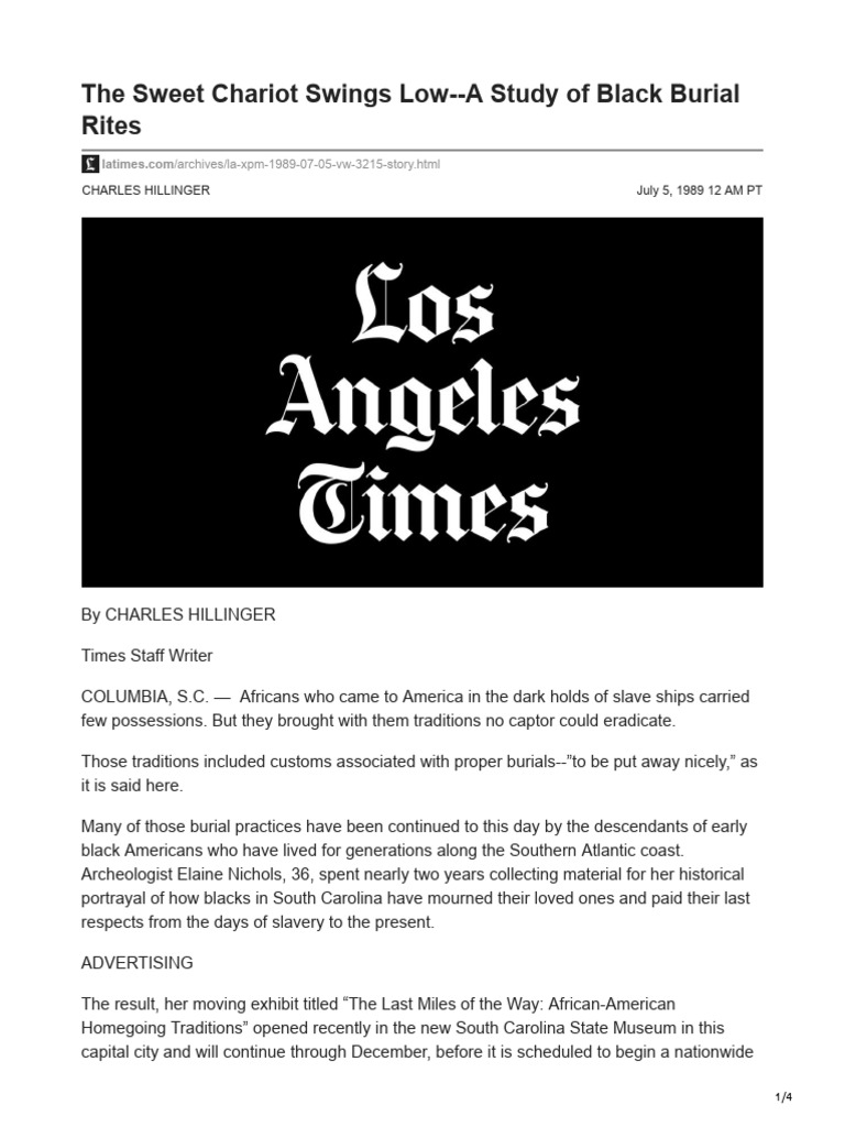 The Sweet Chariot Swings Low - A Study of Black Burial Rites | PDF ...