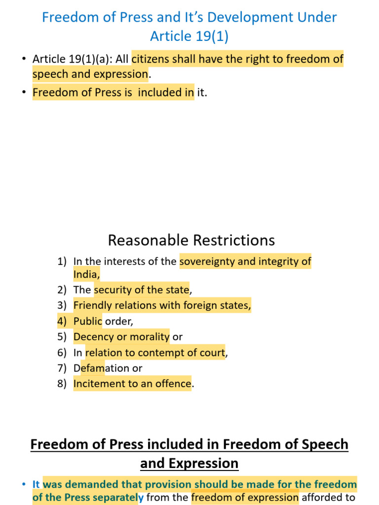 Freedom of Press and Its Constitutional Status | PDF | Civil Rights And ...