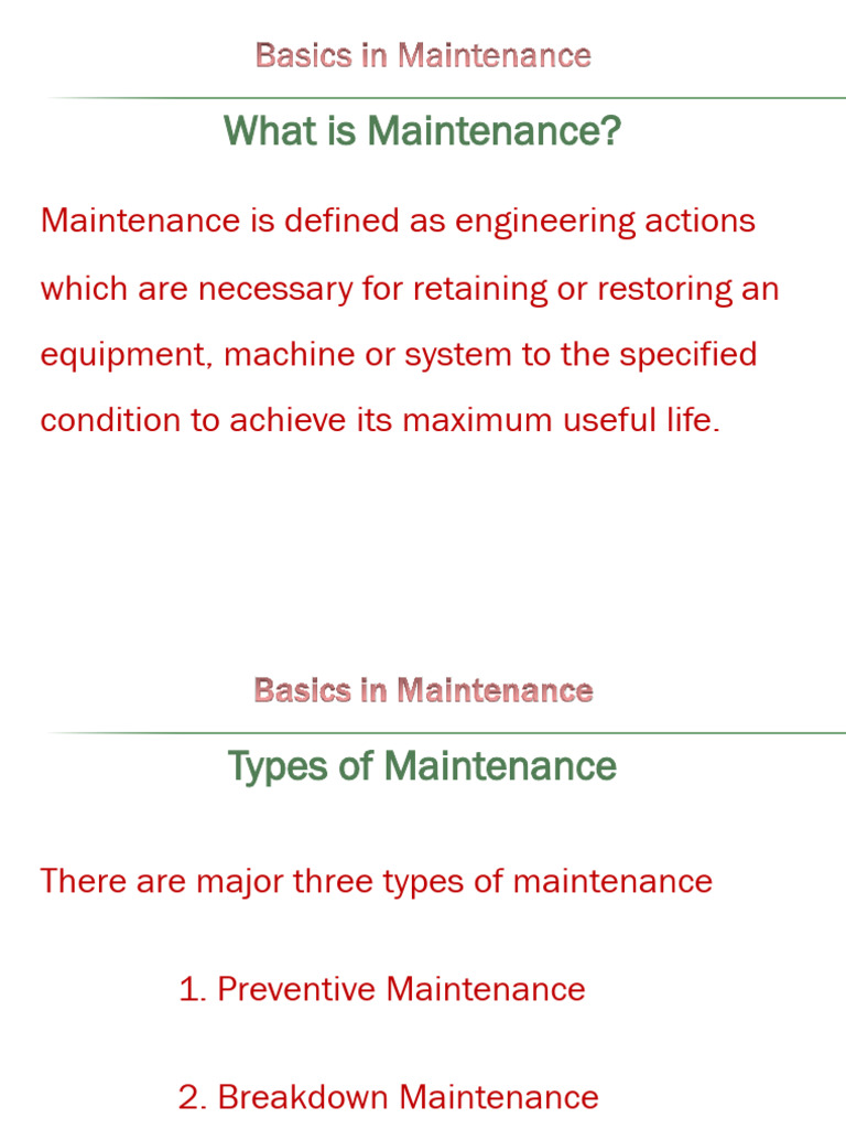 Types of Maintenance Explained | PDF | Systems Thinking | Mechanical ...