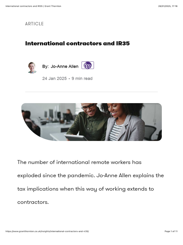 IR35 Implications for International Contractors | PDF | Employment | Taxes