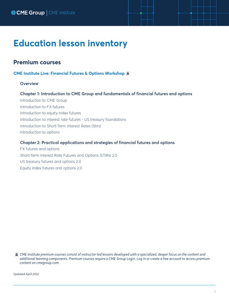 CME Institute: Futures & Options Training | PDF | Futures Contract | Greeks  (Finance)