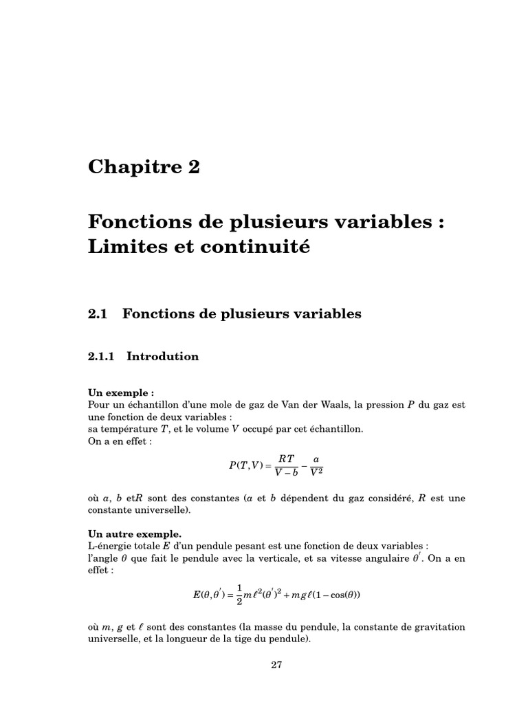 Limites et Continuité des Fonctions Multivariables PDF Base — free download