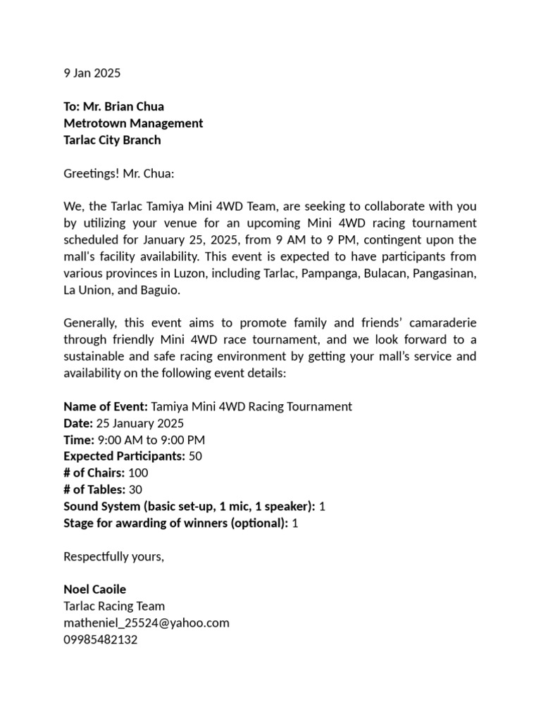 Mini 4WD Racing Event - 25 Jan | PDF