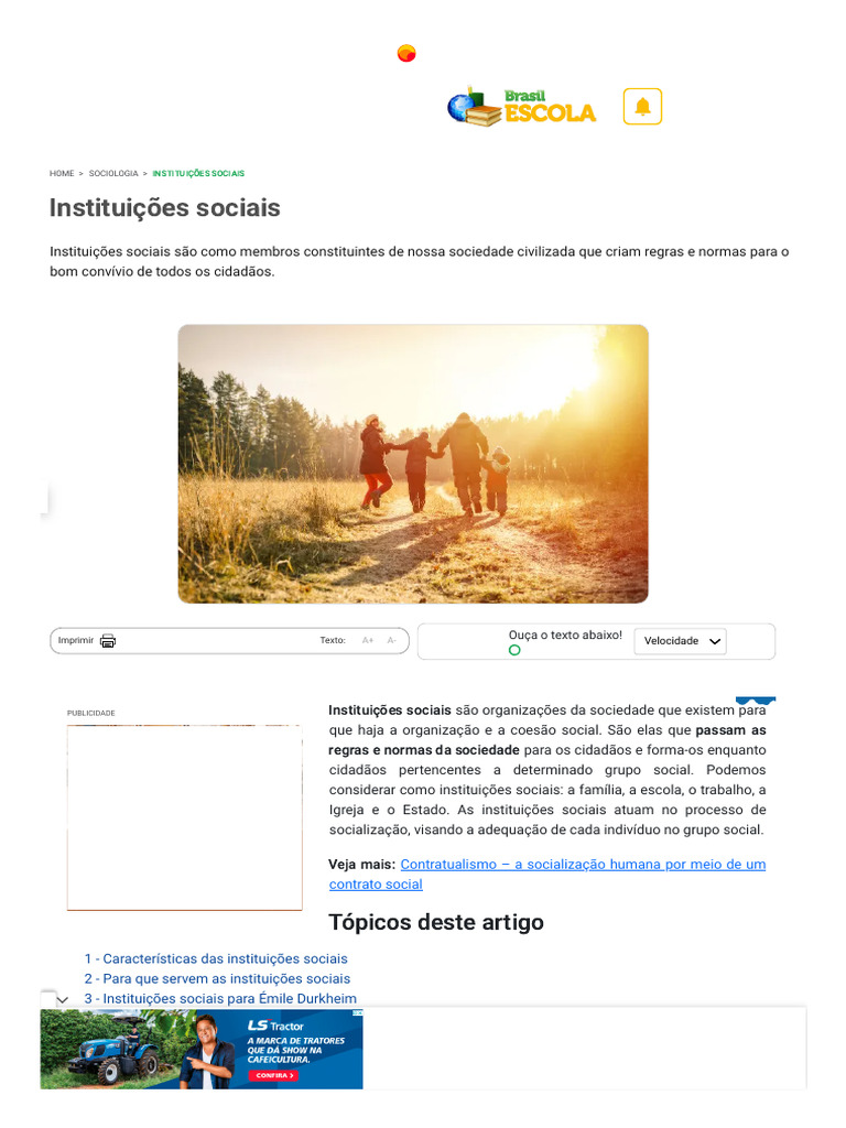 O que são instituições sociais? | PDF | Sociologia | Sociedade