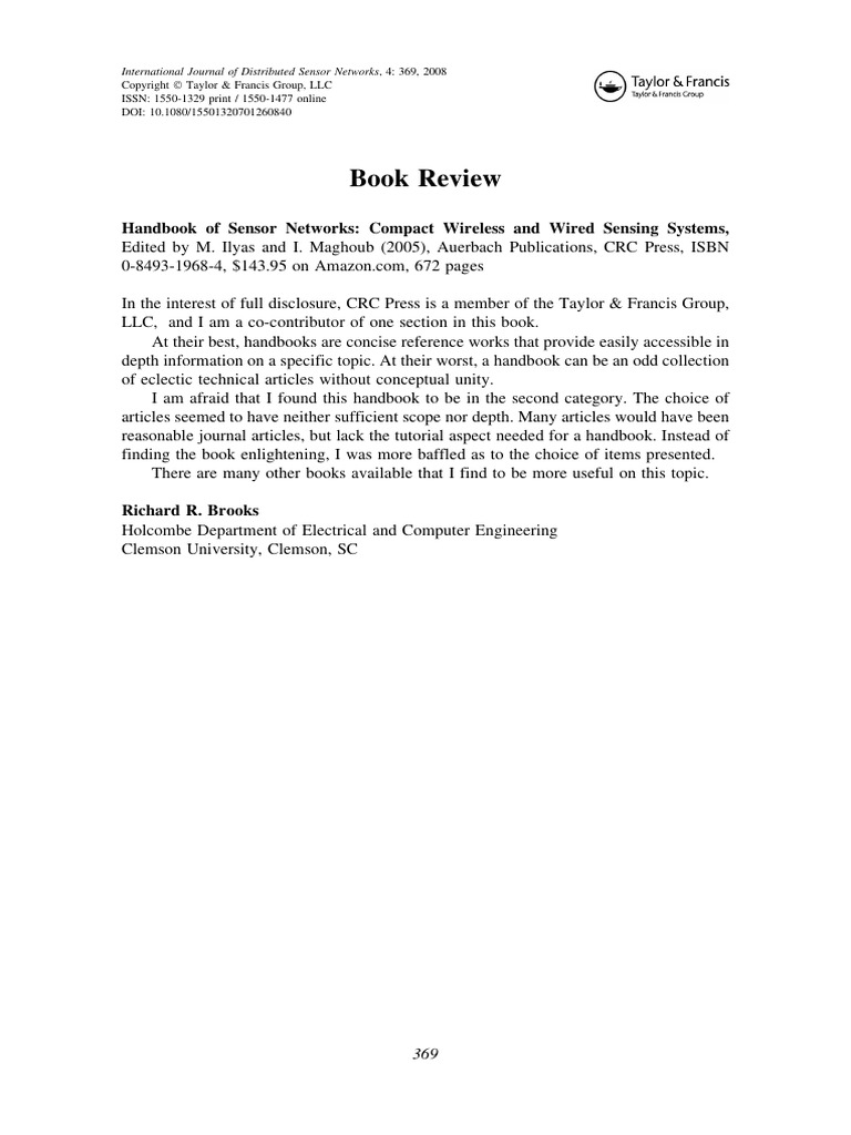 Handbook of Sensor Networks Compact Wire | PDF | Engineering | Wireless ...