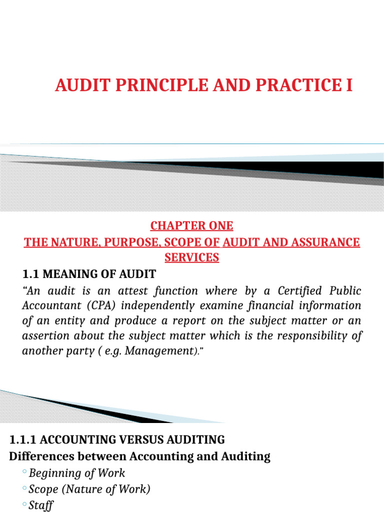 Auditing Principles and Practices Overview | PDF | Audit | Auditor's Report