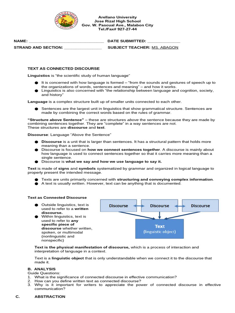 Understanding Text as Connected Discourse | PDF | Linguistics ...
