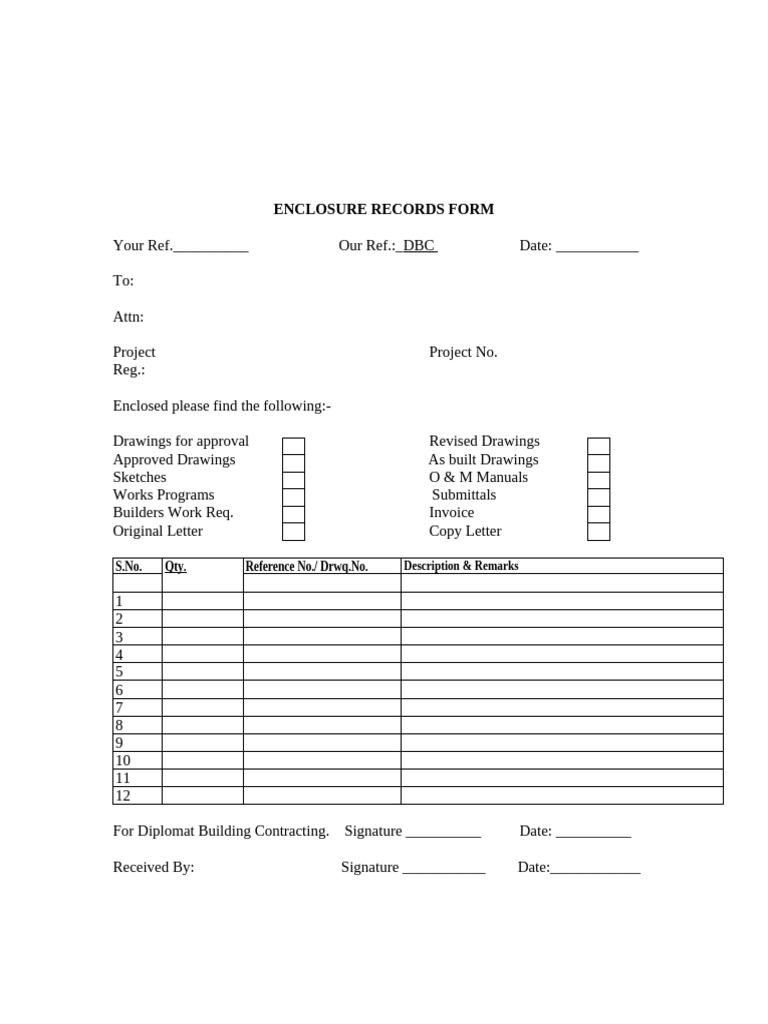 Enclosure Records Submission Form | PDF