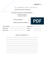 Form HE-5 CSEC Home Ec Plan Sheet