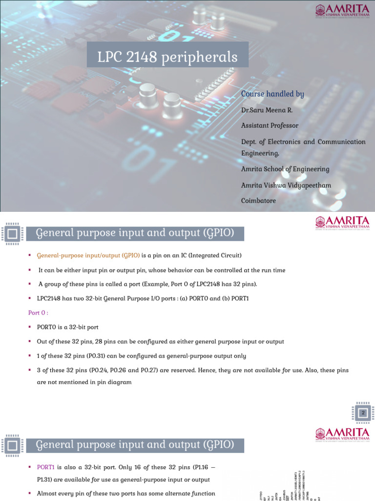 LPC2148 GPIO and ADC Overview | PDF | Analog To Digital Converter ...
