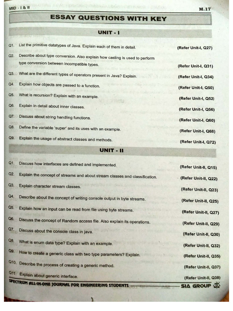 JAVA Important | PDF image.