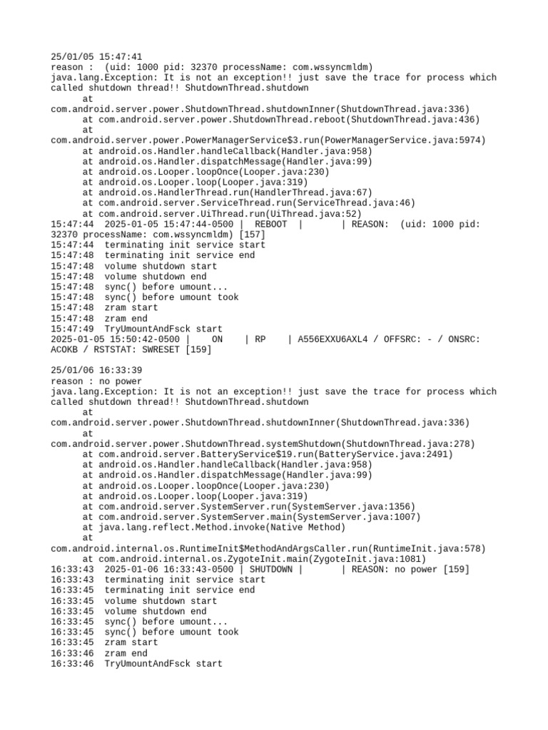 Android System Shutdown Logs | PDF | Operating System Technology ...
