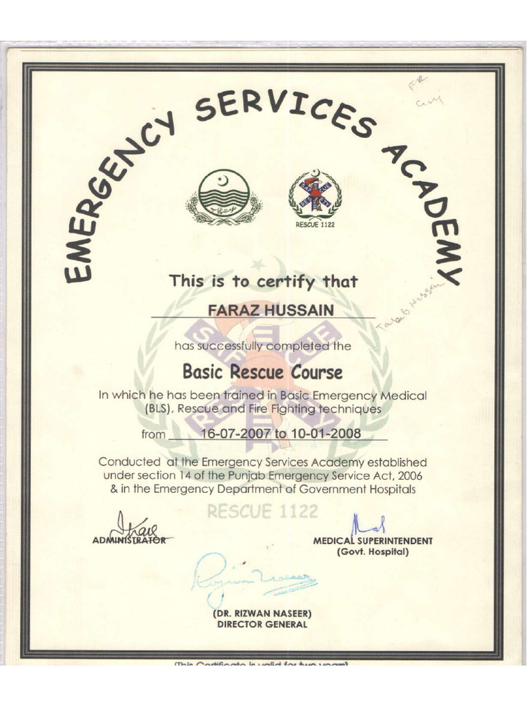 Basic Fire Fighter, Rescue & Medical Certification | PDF