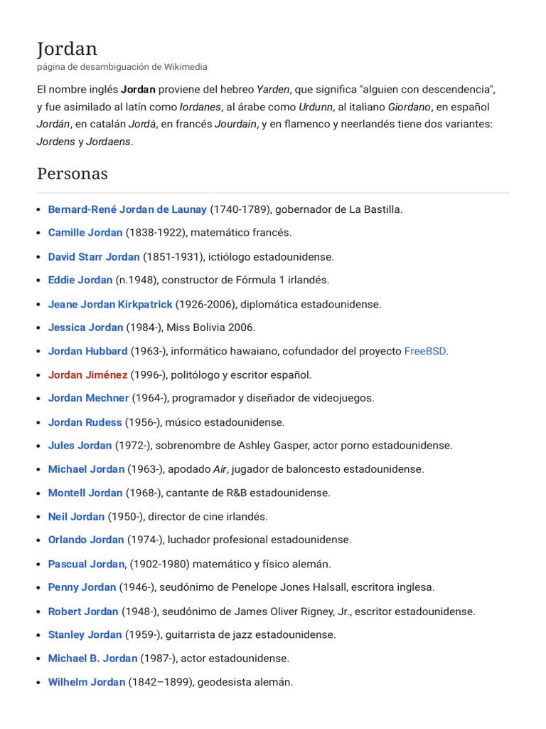 Jordan - Wikipedia, La Enciclopedia Libre | PDF