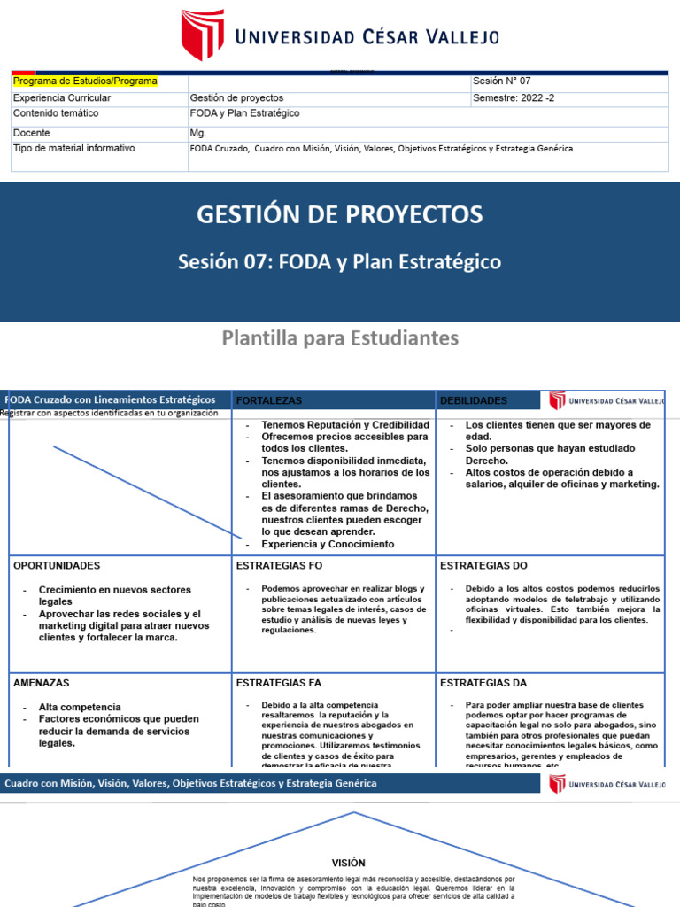 FODA y Estrategias en Gestión de Proyectos | PDF | Análisis FODA ...