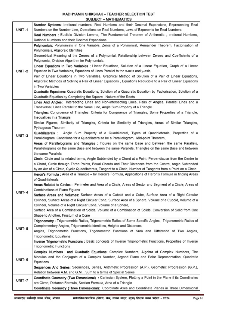Varg 2 Maths Syllabus 2024 | PDF | Circle | Area