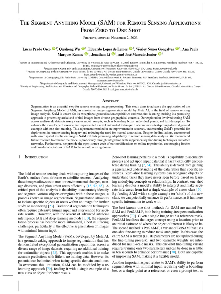 The segment anything model sam pdf image segmentation remote