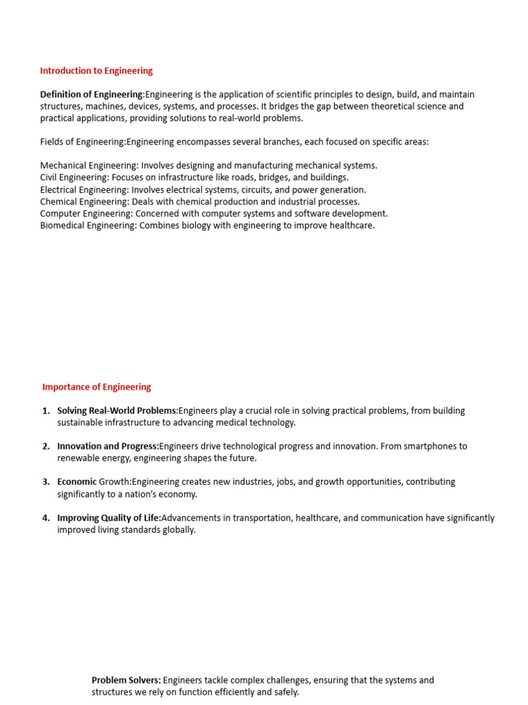 Overview of Engineering Disciplines | PDF | Mathematics | Engineering