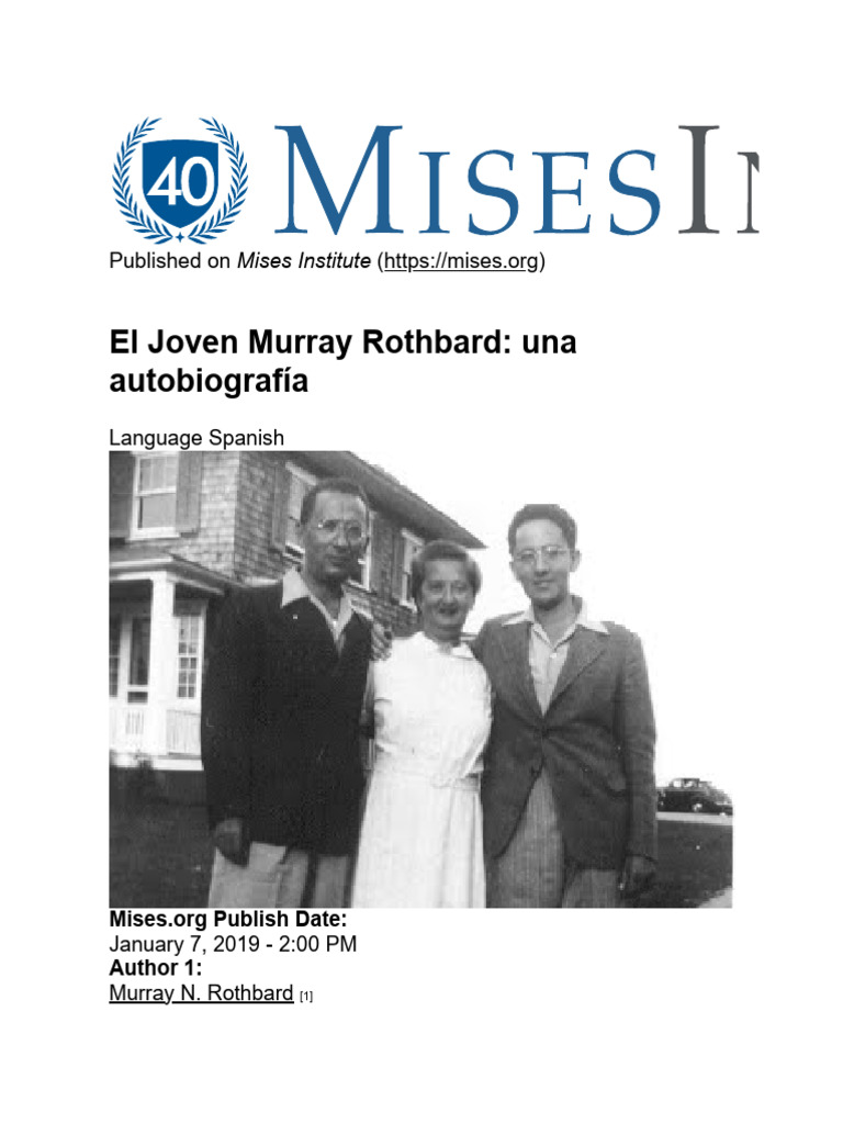 Autobiografía de Murray Rothbard: Influencias familiares | PDF ...